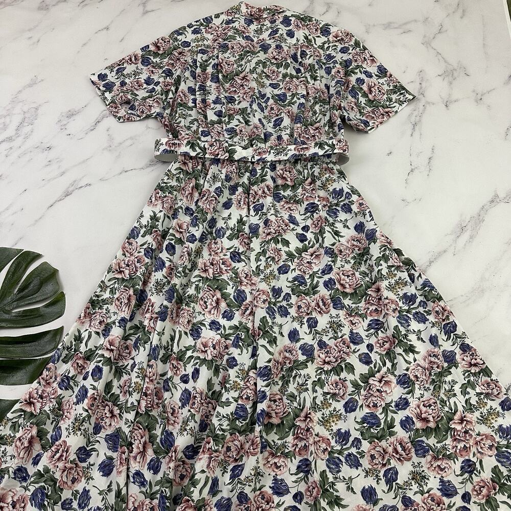 Tracy Richards Womens Vintage 90s Maxi Shirt Dress Size 18 WP Pink Blue Floral - Picture 9 of 12